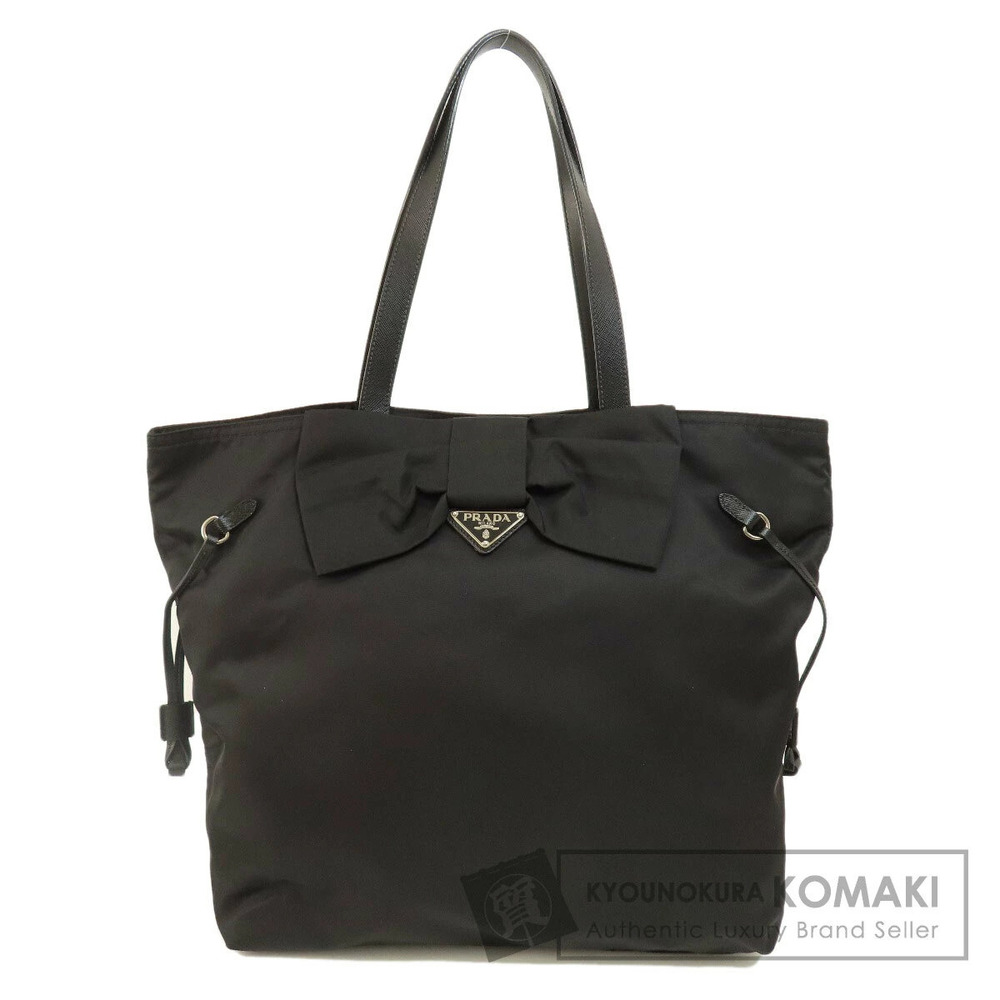 Prada Ribbon Motif Tote Bag black prominent bow